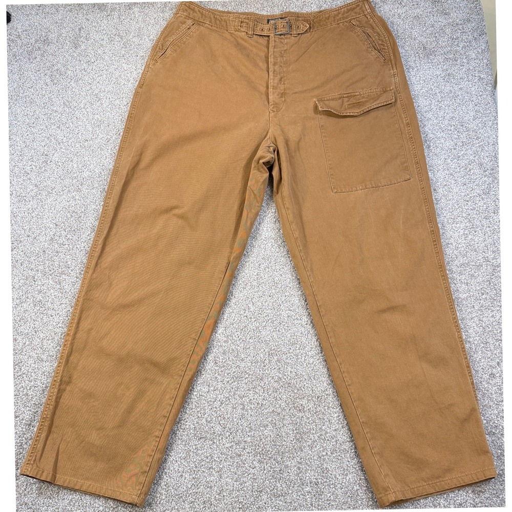 Vintage Polo Ralph Lauren Belted Pants Mens 40/32 Brown Canvas Cargo Cotton USA - Picture 2 of 16